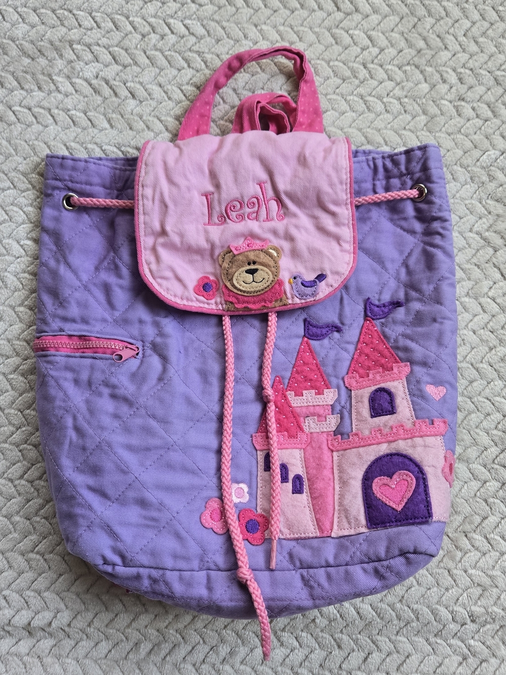 Stephen Joseph Girls Quilted Princess Castle Backpack Toddler Bag Monogram Leah